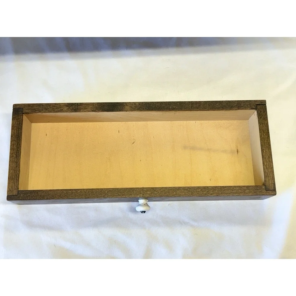 Vintage Rustic Brown Wood Shelf With Drawer And Plate Groove 18
